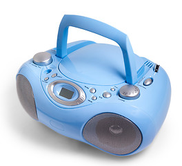 Image showing blue stereo CD mp3 radio cassette recorder isolated
