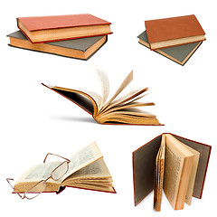 Image showing book set open background old cover isolated