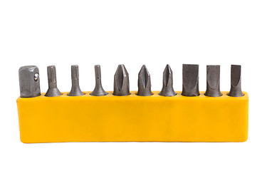 Image showing team yellow drill isolated on white background clipping path