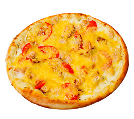 Image showing isolated dinner fast crust baked a pizza food cheese italian tom