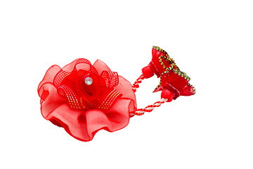 Image showing red ornament hairpin isolated on white background clipping path
