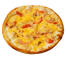 Image showing isolated baked pizza fast dinner crust italian a food cheese tom