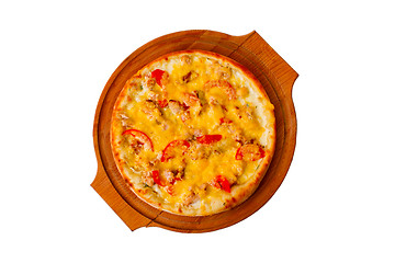 Image showing isolated fast dinner crust baked a pizza food cheese italian tom