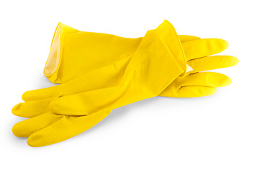 Image showing yellow rubber gloves for washing dishes