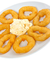 Image showing tasty fried donuts a rings isolated on white background clipping