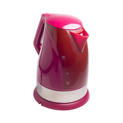 Image showing Electric kettle isolated red on white background