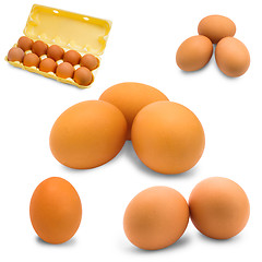 Image showing egg isolated set raw breakfast fresh food protein