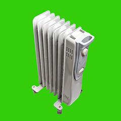 Image showing oil electric heater Isolated on green background with clipping p