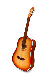 Image showing acoustic guitar brown isolated white background