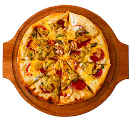 Image showing pizza white isolated cheese italian tomato meal food fast dinner