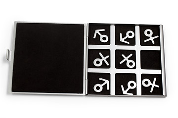 Image showing tic-tac-toe black symbol man woman of masculine and femin