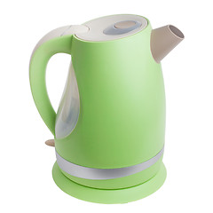 Image showing green electric kettle isolated on white background