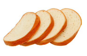 Image showing loaf yummy pieces bread isolated on white background  (clipping