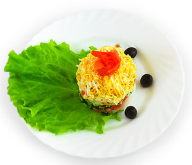 Image showing salad rice olives food dish isolated white background