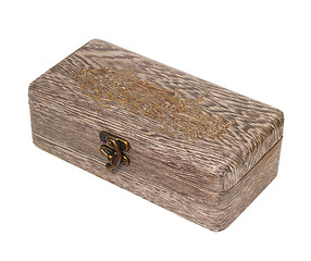 Image showing antique wooden gray caskets box isolated