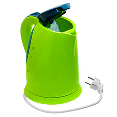 Image showing tea kettle electric green isolated on white background with clip