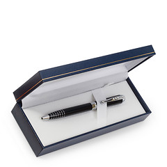 Image showing silver ballpoint  pen in a gift box
