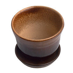 Image showing cup pot brown ceramic isolated (clipping path)