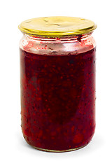 Image showing raspberry jam in a glass jar