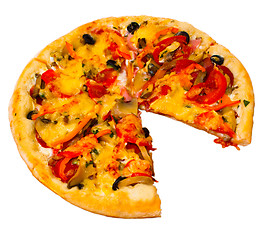 Image showing pizza white isolated cheese tomato italian food fast meal dinner