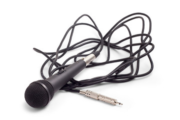 Image showing microphone black jack with cord isolated on white background