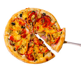 Image showing pizza white isolated cheese italian food meal tomato fast dinner