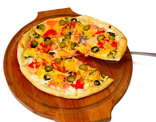 Image showing cucumber isolated pizza a white food cheese italian tomato meal