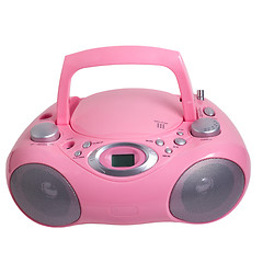 Image showing pink mp3 stereo cd radio recorder isolated