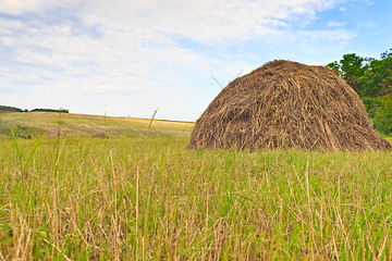 Image showing The Russian landscape in the hay field in the sky