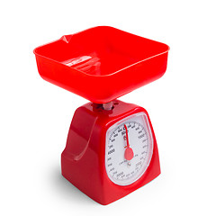 Image showing red kitchen scales isolated