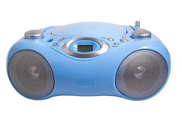 Image showing blue stereo CD mp3 radio  recorder isolated on