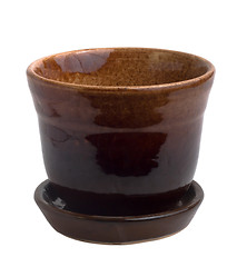 Image showing cup empty flower pot brown ceramic isolated