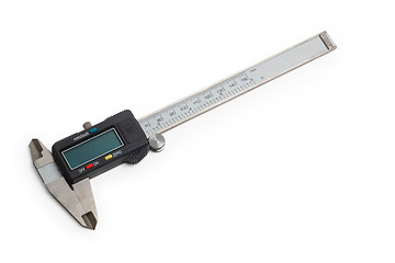 Image showing caliper gauge tool vernier white metal instrument measure slide