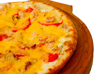 Image showing isolated fast dinner a crust baked pizza italian food cheese tom