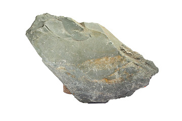 Image showing stone gray single granite boulder large river isolated big rock