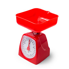 Image showing red kitchen scales isolated on white background