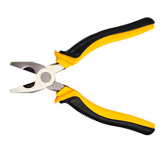 Image showing open yellow pliers isolated on white background (clipping path)