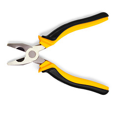 Image showing open yellow pliers isolated on white background
