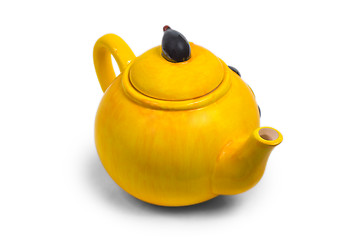 Image showing kettle yellow ceramic teapot tea isolated