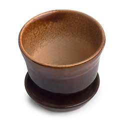 Image showing cup pot brown ceramic isolated
