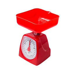 Image showing red kitchen scales  on white background