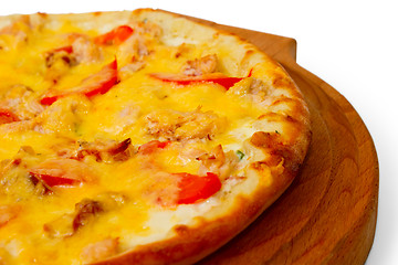 Image showing isolated fast dinner crust baked pizza food cheese a italian tom