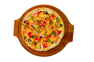 Image showing pizza cucumber isolated white food cheese italian tomato meal fa