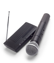 Image showing wireless radio microphone with receiver station antenna isolated