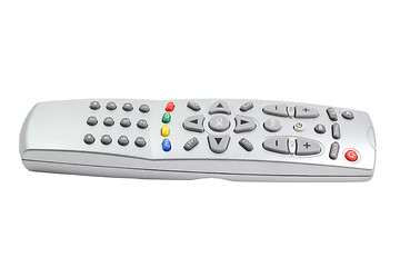 Image showing tv silver remote control isolated on white background