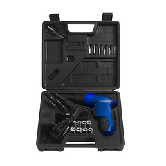 Image showing electric drill in a box isolated