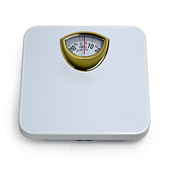 Image showing control weight  by floor scale isolated dieting concept