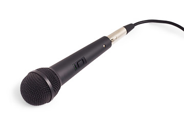 Image showing black microphone isolated on white background