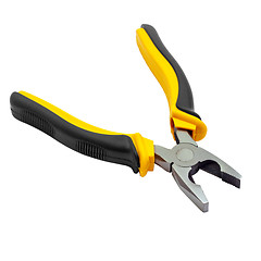 Image showing yellow pliers open isolated on white background (clipping path)