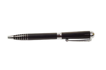 Image showing black ballpoint pen for writing isolated clipping path